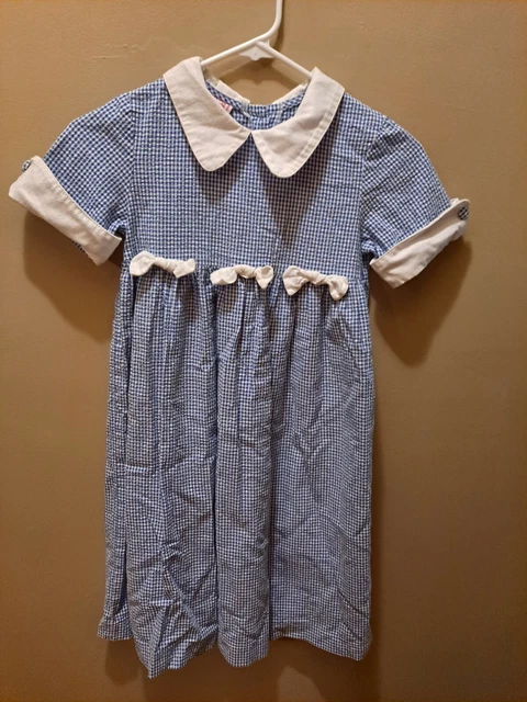 VINTAGE COTTONTAIL ORIGINALS Girls Size 6x Blue White Gingham Check Long Dress