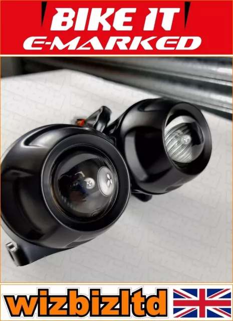 Motorcycle Twin Round PROJECTOR Head Light (E-Marked High Low DIP) HLUDMN02 2