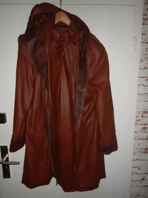 Vintage Damen Mantel Trenchcoat Rugano Leder Braun Gr.40