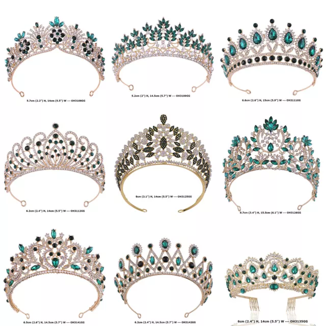 Grün Kristall Königin Prinzessin Hochzeit Braut Diadem Tiara Krone 11 Stile 2