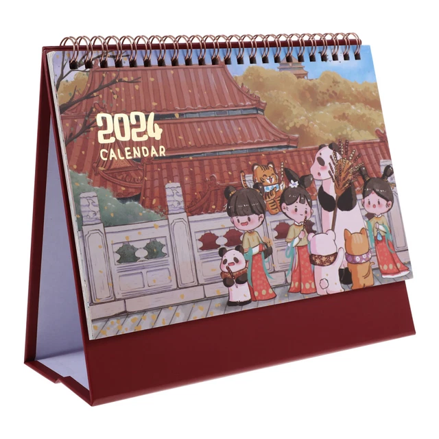 2024 CARTOON CALENDAR Calendar 2024 Schedules Folding Paper Desktop