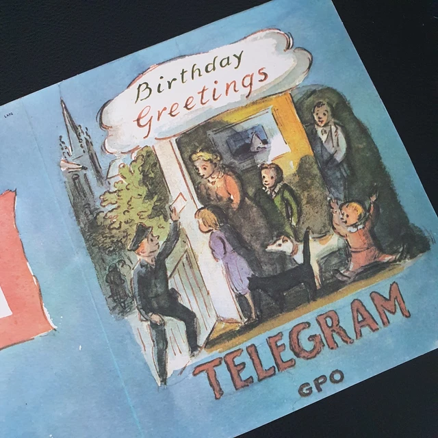 Vintage 1960s Blank GPO POST OFFICE Illustrated Telegram Edward Ardizzone