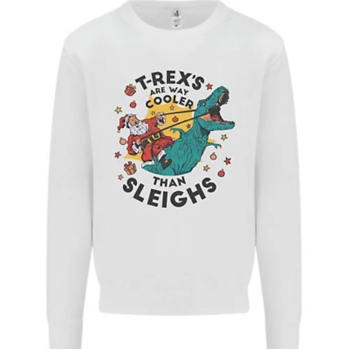 Felpa T-Rex Cooler than Sleighs divertente Natale bambini