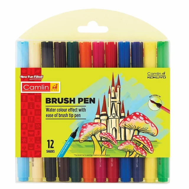 Camlin 4019272 Kokuyo Pinsel Stift, 12 Farbtöne Mehrfarbig Packung 1