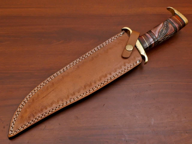 Custom Hand Made D2 Blade Bowie Hunting Knife- Stained Engraved Bone  - Za-3086 10