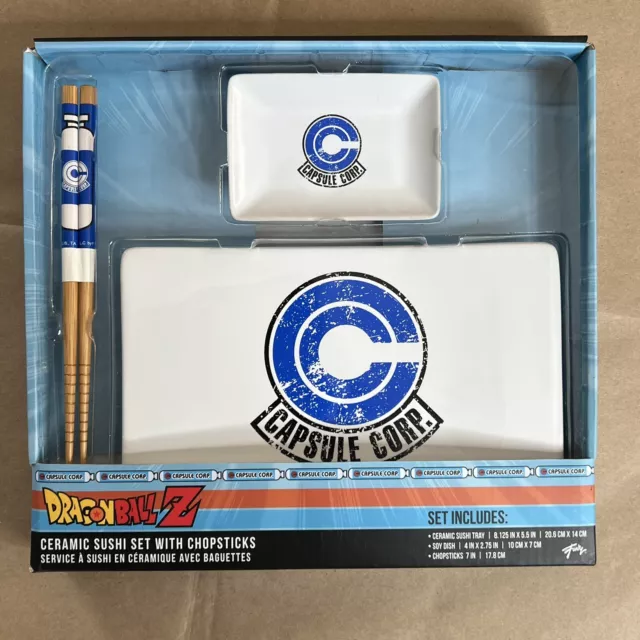 DragonBall Z Dragon Ball Z Ceramic Sushi Set Chopsticks Tray Capsule Corp New