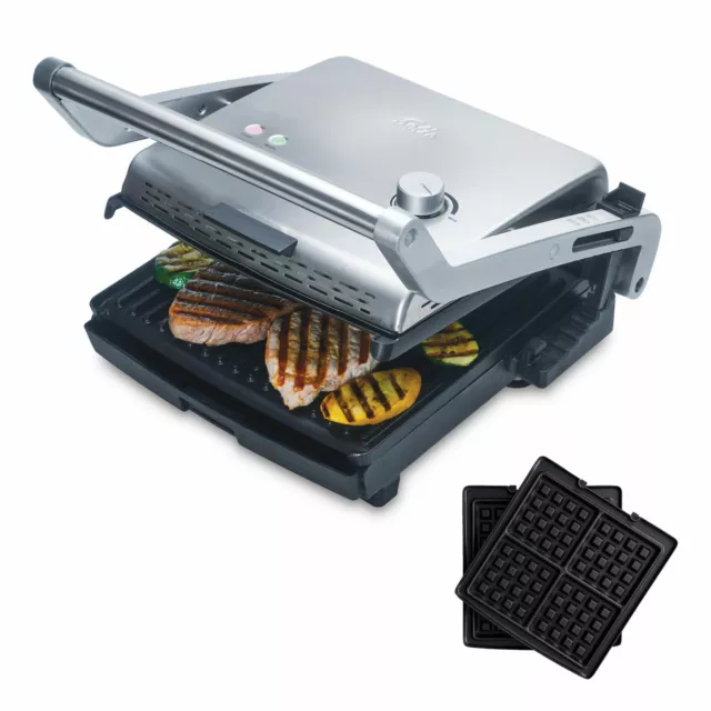 Solis Grill & More 2 in 1 Kontaktgrill Waffeleisen Waffel Paninigrill 1800 Watt