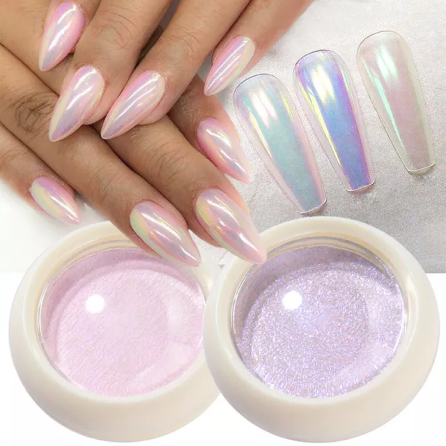 Espejo uña brillo polvo holográfico cromo pigmento polvo arte manicura ◑