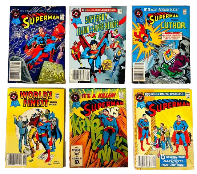Lot Of 6 Best Of Dc Blue Ribbon Digests -Superman/ Superboy/ World's Finest 1982