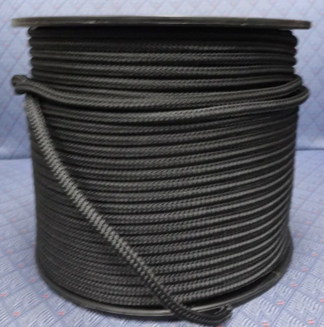 8MM X 50Mtr DOUBLE BRAID POLYESTER YACHT ROPE - SOLID BLACK