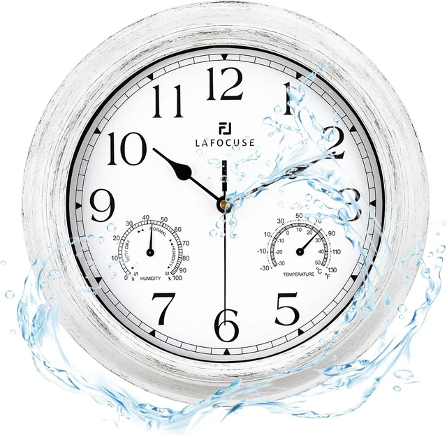 Ulapithi Außenuhr Mit Thermometer - 10 Zoll Wetterfest Für Garten & Terrasse