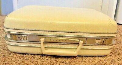 Train Case Samsonite 16" Ivory White Silhouette Suitcase Travel Carry On Vintage