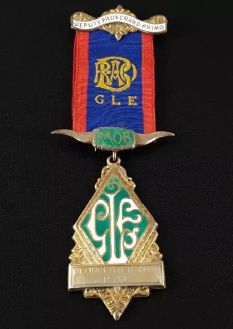 VINTAGE STERLING SILVER GILT & ENAMEL RAOB GLOUCESTERSHIRE MEDAL 1967s