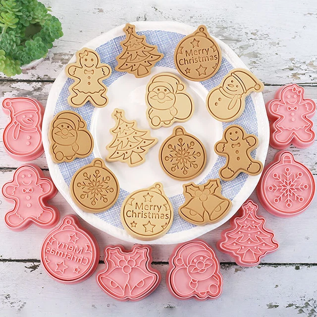 8 PIEZAS Juego de Cortador de Galletas de Navidad Navidad Hornear Copo de Nieve Galleta M-qi -AH