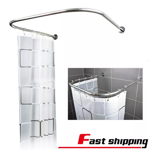 New Shower Curtain Rail Rod U Shape Curved Toilet Bathroom Pole Stainless Steel