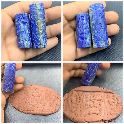 Very old natural lapis lazuli ancient near eastern old stamps 2 Peace perfect co