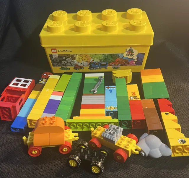LEGO Classic Brick Organizer Storage Carrying Case All Dividers Yellow Red  Clips