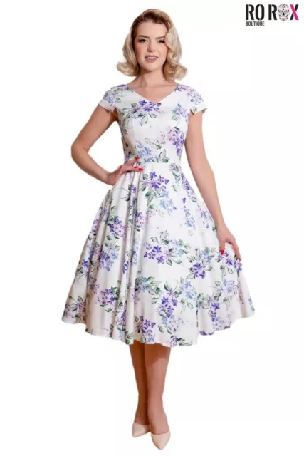 Hearts & Roses Lucie Dress 1950's Rockabilly Vintage Style Flare Floral