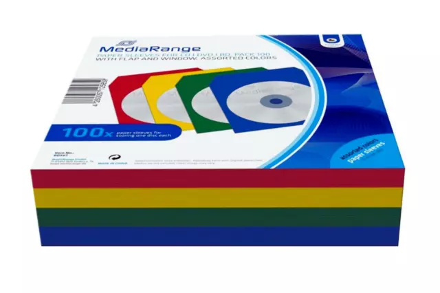 CD DVD Hüllen - bunt mit Sichtfenster - 100 Stück - Papiertaschen Tasche für CD