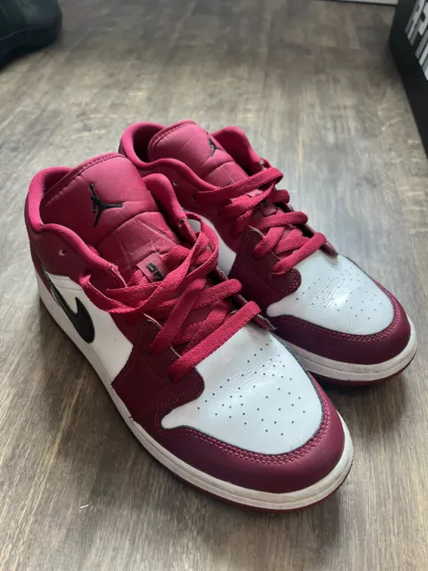 NIKE AIR JORDAN 1 Low Marroon/Red and White Boys Size 6.5Y $80.00 ...