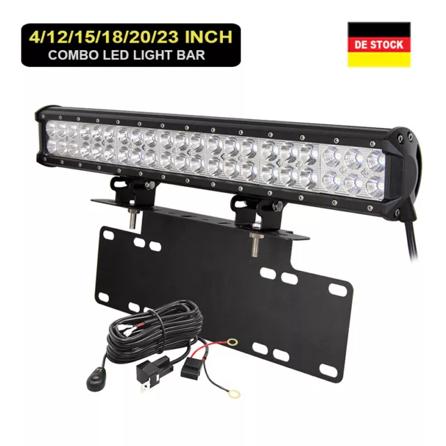 LED Lightbar+Kennzeichenhalter 4 12 14 17 20 23 Zoll Arbeitsscheinwerfer 12V 24V