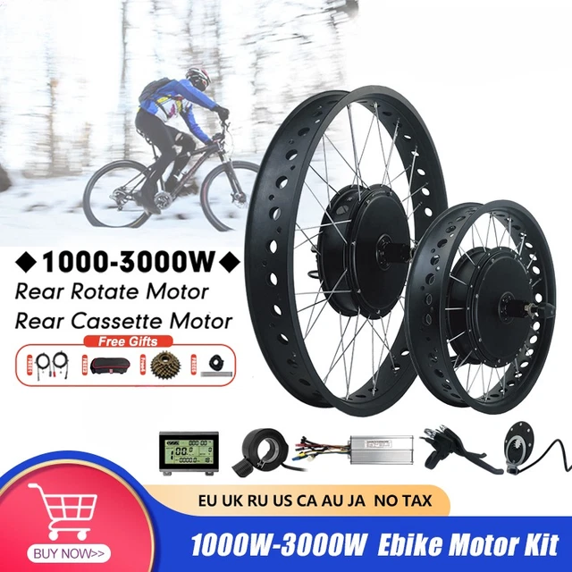 48V 1000W 1500W 3000W Gearless Rear Wheel Hub Motor Snow E-bike Conversion Kit