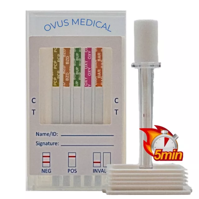 Prueba de drogas de saliva de 12 paneles - (PK/25) hisopos orales - OVUS médico - ENVÍO RÁPIDO