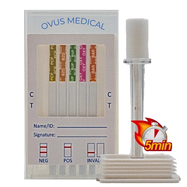 Prueba de drogas de saliva hisopo oral de 10 paneles (25 hisopos) envío el mismo día M-F * OVUS médico