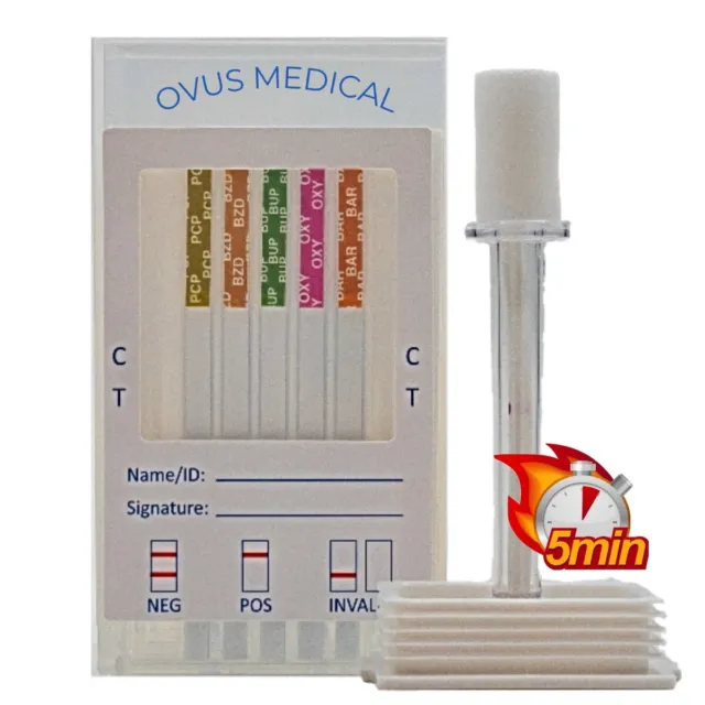 Prueba de drogas orales de saliva de 12 paneles - PK 10 hisopos orales - OVUS médico - ENVÍO RÁPIDO