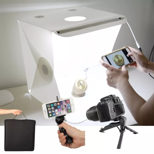 16" Folded Studio Lighting Cube Shooting LED Light Tent Photography Backdrop Kit