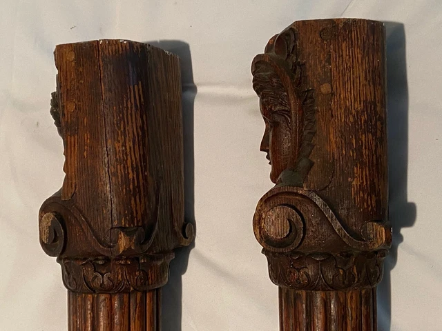Late 19Th Century Carved Oak Architectural Salvage  Elements - Pair 4