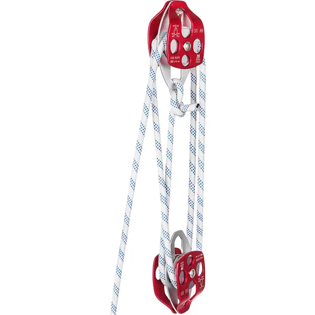 100 Ft. L Twin Sheave Block and Tackle 7700 Lbs. Capacity Double Pulley Rigging