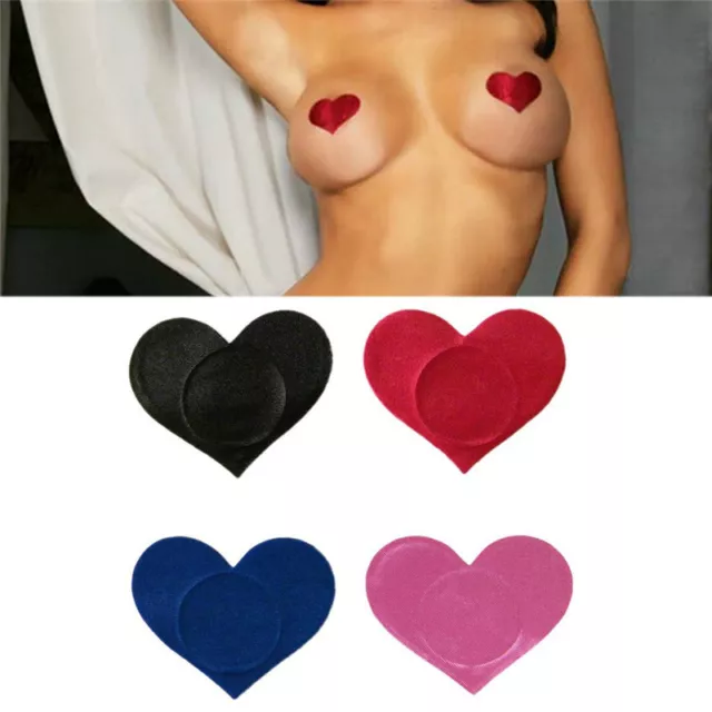 2pcs Women'sheart Adhesive Nipple Covers Pads Body Breasts Stickers Disposab ZT