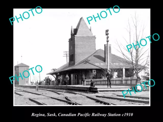 Old Large Historic Photo Of Regina Canada Canadian Pacific Railway Station 1910