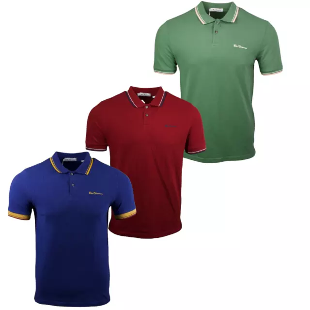 Classic Ben Sherman Mens Polo Shirt Short Sleeve outdoor Collared top Casual