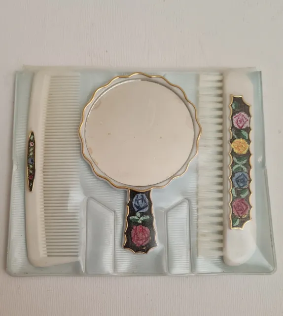 Rare Childrens Vintage Mirror Comb And Brush Set. Made In England