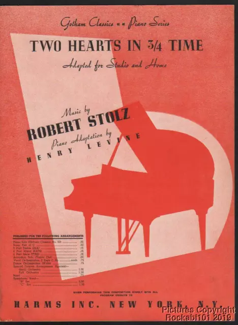 1943 Robert Stolz / Henry Levine Piano Feuille Musique ( Deux Cœurs En / Time)