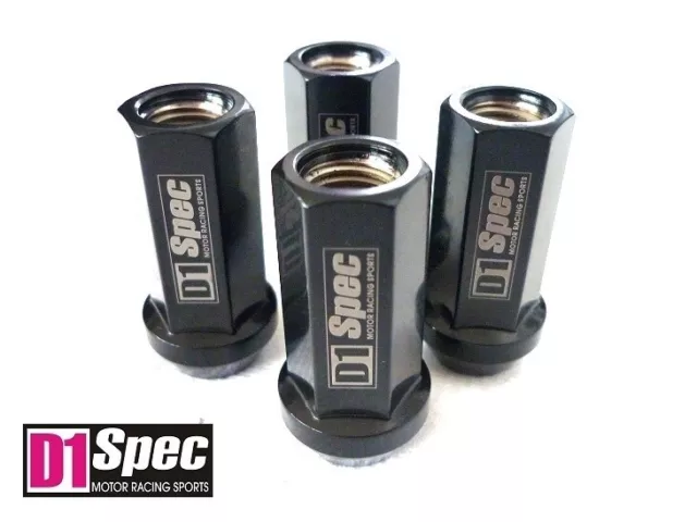 4x SCHWARZ *D1-SPEC* 45mm Stahl Radmuttern M12 x 1.25 Lug Nuts für Subaru Nissan