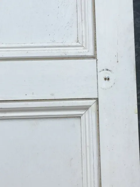 21”x50 7/8” Reclaimed Old Painted Pine Two Panel 1 Over 1 Short Internal Door 5
