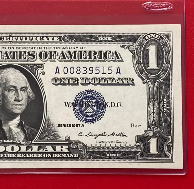 1957A  $1 Dollar Silver Certificate (Blue Seal) Block A-A , Uncirculated