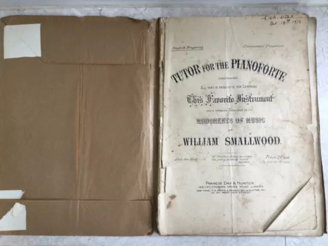 ANTIQUE 1916 Tutor For The Piano Forte By William Smallwood SHEET MUSIC