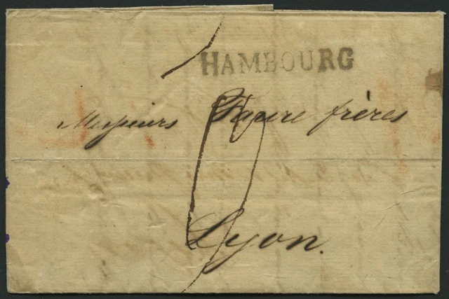 HAMBURG 1816, HAMBOURG, L1 auf Brief n. Lyon, feinst