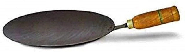 PANCA Tawa En Fonte 26 Cm Avec Poignée En Bois – Idéal Pour Roti, Chapati, Dosa – 100% Sans Toxines, Antiadhésif Naturel, Durable Et Noir Élégant