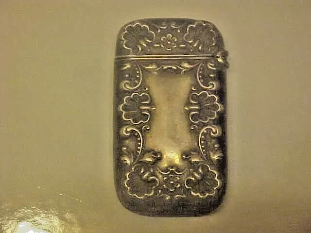Antique Sterling Silver Match Safe VESTA Case Ornate Rococo Repousse