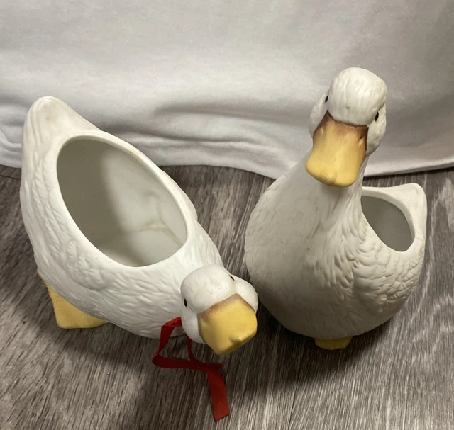 Two Goose/Duck Planters Porcelain Made in Mexico #64029