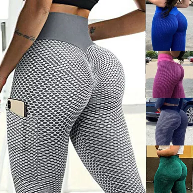 UK Women's Anti-Cellulite Yoga Pants Push Up Tik Tok Leggings Bum Butt Lift  Gym