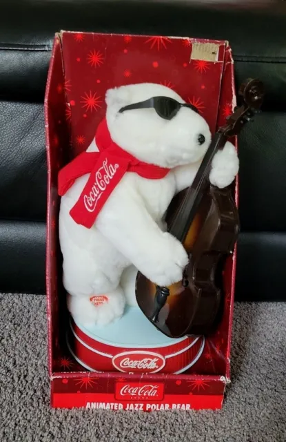 Vintage* Coca Cola -Christmas Animated Jazz Polar Bear Playing Bass