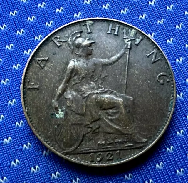 1921 UK Farthing Coin XF  Great Britain  Better Circulated World Coin    #M638