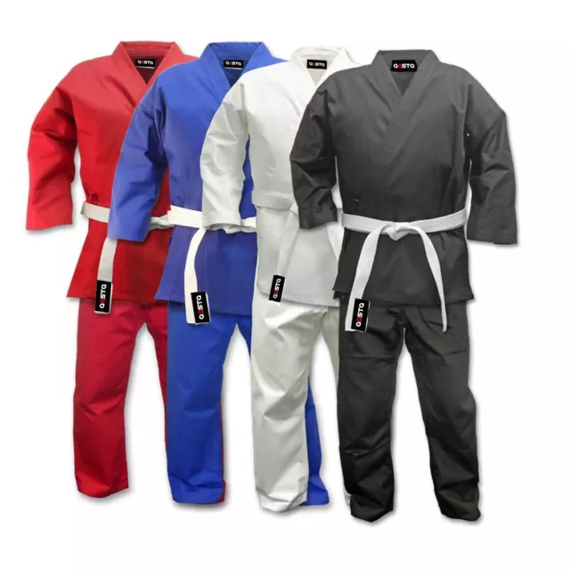 Kids Karate Aikido Martial Art Gi Uniform Suits White Black Blue Red