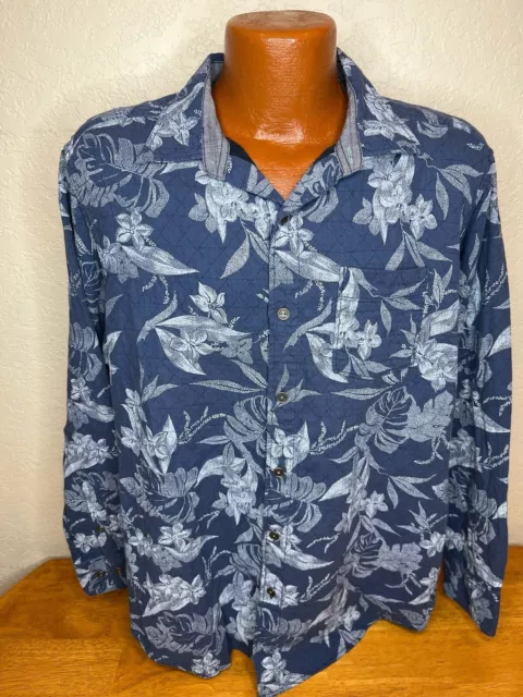 Men's Tommy Bahama Jeans L/S Button Front Shirt Large L - Flowers - Cotton